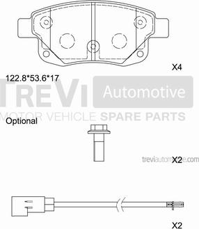 Trevi Automotive PF1654 - Комплект спирачно феродо, дискови спирачки vvparts.bg