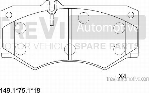 Trevi Automotive PF1655 - Комплект спирачно феродо, дискови спирачки vvparts.bg