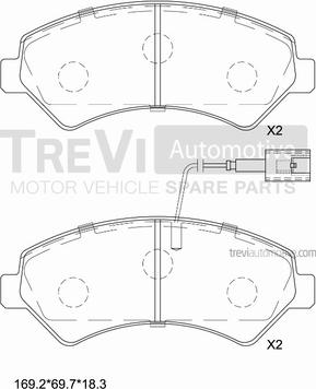 Trevi Automotive PF1650 - Комплект спирачно феродо, дискови спирачки vvparts.bg