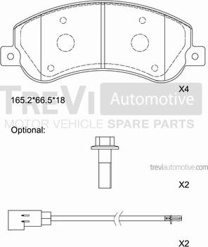 Trevi Automotive PF1653 - Комплект спирачно феродо, дискови спирачки vvparts.bg