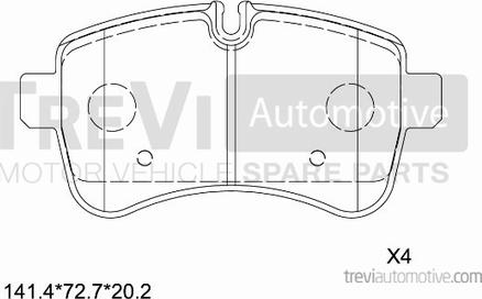 Trevi Automotive PF1657 - Комплект спирачно феродо, дискови спирачки vvparts.bg