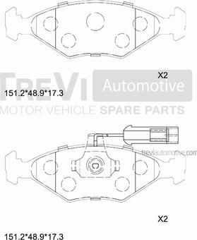 Trevi Automotive PF1602 - Комплект спирачно феродо, дискови спирачки vvparts.bg