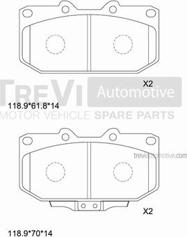 Trevi Automotive PF1613 - Комплект спирачно феродо, дискови спирачки vvparts.bg