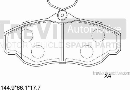 Trevi Automotive PF1612 - Комплект спирачно феродо, дискови спирачки vvparts.bg