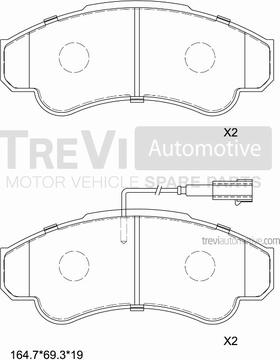 Trevi Automotive PF1629 - Комплект спирачно феродо, дискови спирачки vvparts.bg