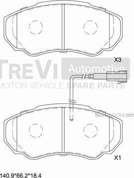 Trevi Automotive PF1628 - Комплект спирачно феродо, дискови спирачки vvparts.bg