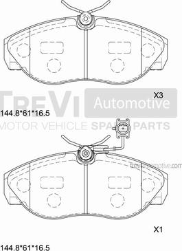 Trevi Automotive PF1679 - Комплект спирачно феродо, дискови спирачки vvparts.bg