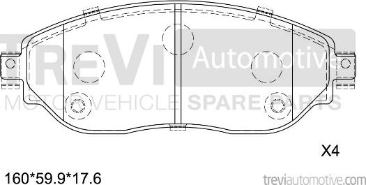 Trevi Automotive PF1673 - Комплект спирачно феродо, дискови спирачки vvparts.bg