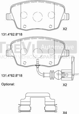 Trevi Automotive PF1095 - Комплект спирачно феродо, дискови спирачки vvparts.bg