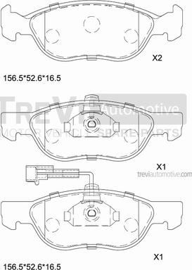 Trevi Automotive PF1040 - Комплект спирачно феродо, дискови спирачки vvparts.bg