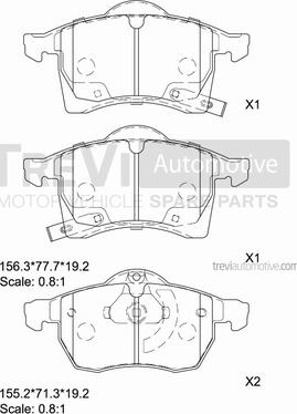 Trevi Automotive PF1053 - Комплект спирачно феродо, дискови спирачки vvparts.bg