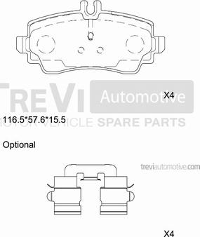 Trevi Automotive PF1057 - Комплект спирачно феродо, дискови спирачки vvparts.bg