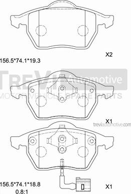 Trevi Automotive PF1014 - Комплект спирачно феродо, дискови спирачки vvparts.bg