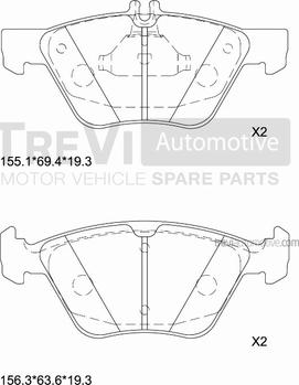 Trevi Automotive PF1011 - Комплект спирачно феродо, дискови спирачки vvparts.bg