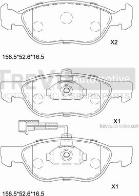 Trevi Automotive PF1012 - Комплект спирачно феродо, дискови спирачки vvparts.bg