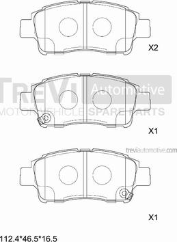 Trevi Automotive PF1074 - Комплект спирачно феродо, дискови спирачки vvparts.bg