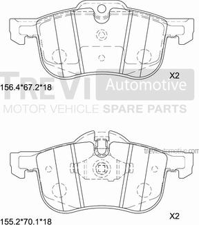 Trevi Automotive PF1073 - Комплект спирачно феродо, дискови спирачки vvparts.bg