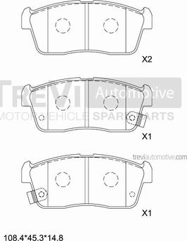 Trevi Automotive PF1154 - Комплект спирачно феродо, дискови спирачки vvparts.bg