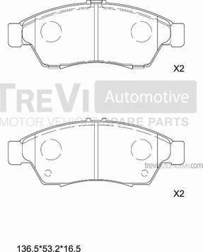 Trevi Automotive PF1155 - Комплект спирачно феродо, дискови спирачки vvparts.bg