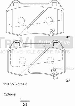 Trevi Automotive PF1166 - Комплект спирачно феродо, дискови спирачки vvparts.bg