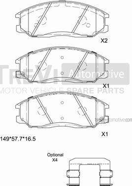 Trevi Automotive PF1188 - Комплект спирачно феродо, дискови спирачки vvparts.bg