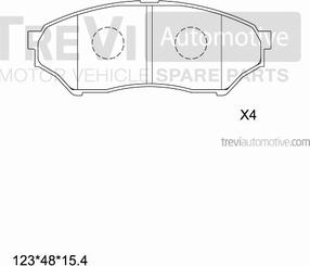 Trevi Automotive PF1182 - Комплект спирачно феродо, дискови спирачки vvparts.bg