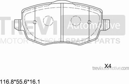 Trevi Automotive PF1178 - Комплект спирачно феродо, дискови спирачки vvparts.bg