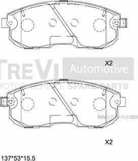 Trevi Automotive PF1396 - Комплект спирачно феродо, дискови спирачки vvparts.bg