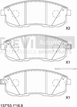 Trevi Automotive PF1392 - Комплект спирачно феродо, дискови спирачки vvparts.bg