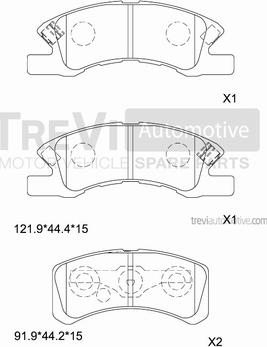 Trevi Automotive PF1340 - Комплект спирачно феродо, дискови спирачки vvparts.bg