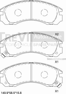 Trevi Automotive PF1341 - Комплект спирачно феродо, дискови спирачки vvparts.bg