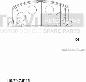 Trevi Automotive PF1350 - Комплект спирачно феродо, дискови спирачки vvparts.bg