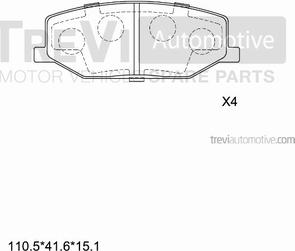 Trevi Automotive PF1358 - Комплект спирачно феродо, дискови спирачки vvparts.bg