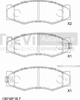 Trevi Automotive PF1352 - Комплект спирачно феродо, дискови спирачки vvparts.bg