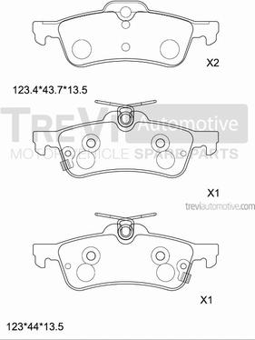 Trevi Automotive PF1364 - Комплект спирачно феродо, дискови спирачки vvparts.bg