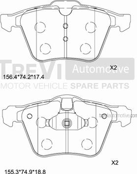 Trevi Automotive PF1305 - Комплект спирачно феродо, дискови спирачки vvparts.bg