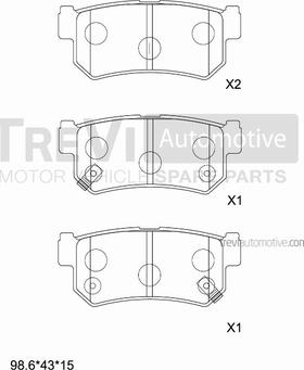 Trevi Automotive PF1318 - Комплект спирачно феродо, дискови спирачки vvparts.bg