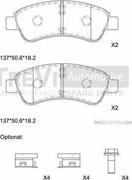 Trevi Automotive PF1381 - Комплект спирачно феродо, дискови спирачки vvparts.bg