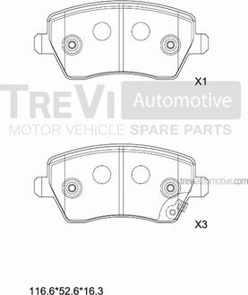 Trevi Automotive PF1383 - Комплект спирачно феродо, дискови спирачки vvparts.bg