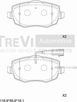 Trevi Automotive PF1336 - Комплект спирачно феродо, дискови спирачки vvparts.bg