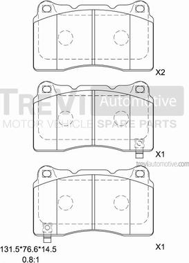 Trevi Automotive PF1330 - Комплект спирачно феродо, дискови спирачки vvparts.bg