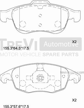 Trevi Automotive PF1331 - Комплект спирачно феродо, дискови спирачки vvparts.bg