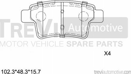 Trevi Automotive PF1333 - Комплект спирачно феродо, дискови спирачки vvparts.bg