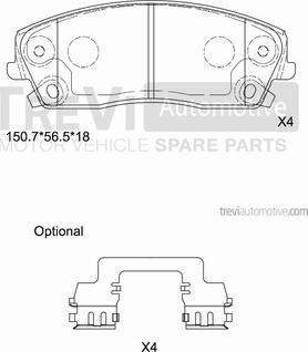 Trevi Automotive PF1327 - Комплект спирачно феродо, дискови спирачки vvparts.bg