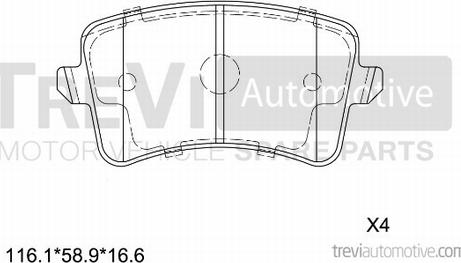 Trevi Automotive PF1371 - Комплект спирачно феродо, дискови спирачки vvparts.bg