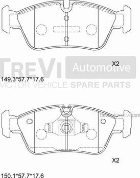 Trevi Automotive PF1252 - Комплект спирачно феродо, дискови спирачки vvparts.bg