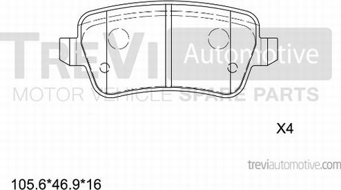 Trevi Automotive PF1264 - Комплект спирачно феродо, дискови спирачки vvparts.bg