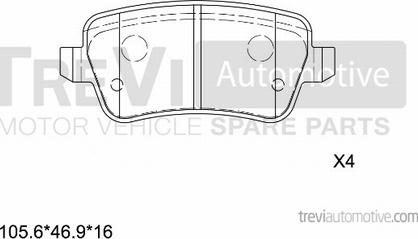 Trevi Automotive PF1265 - Комплект спирачно феродо, дискови спирачки vvparts.bg