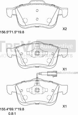 Trevi Automotive PF1266 - Комплект спирачно феродо, дискови спирачки vvparts.bg