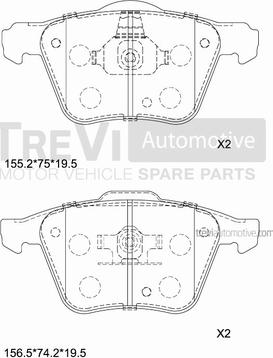 Trevi Automotive PF1201 - Комплект спирачно феродо, дискови спирачки vvparts.bg